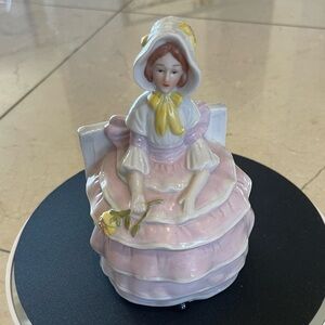World Gallery of Jane Withers' Collectibles Pink Powder Puff Lady Trinket Box
